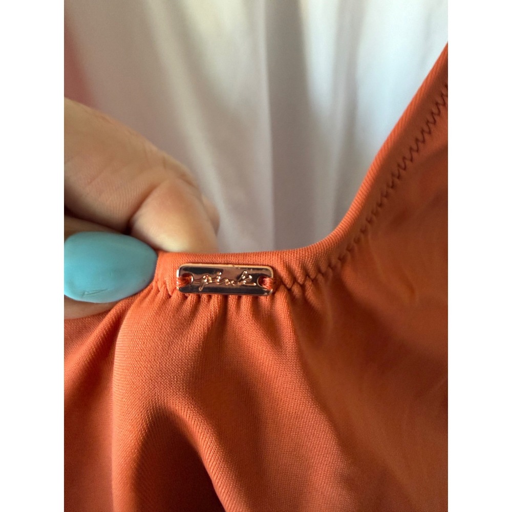 PINK Victoria's Secret Burnt Orange Tie Shoulder One Piece Swimsuit XXL NEW - Picture 4 of 7